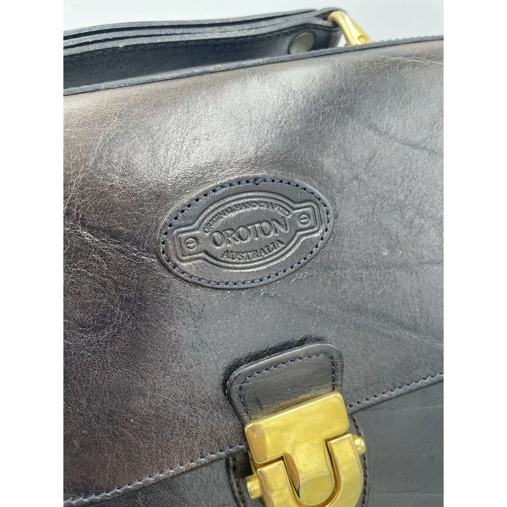 OROTON Messenger‎ Bag Crossbody Brown Leather Shoulder Hobo Logo Purse Handbag